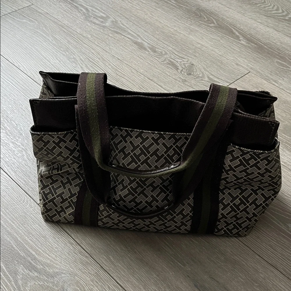 Tommy Hilfiger Black and Brown Geometric Duffel Bag